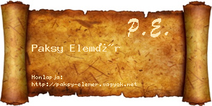 Paksy Elemér névjegykártya